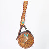ADBGF135 Round Tooled Leather Canteen Bag - Floral Western Design