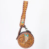 ADBGF135 Round Tooled Leather Canteen Bag - Floral Western Design
