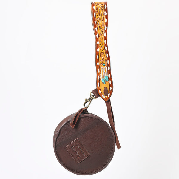 ADBGF135 Round Tooled Leather Canteen Bag - Floral Western Design