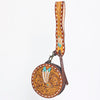 ADBGF135 Round Tooled Leather Canteen Bag - Floral Western Design