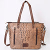 ADBG957 American Darling Exotic Embossed Leather Western Tote Bag with Adjustable Crossbody Strap