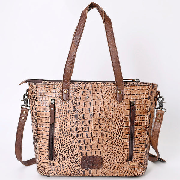 ADBG957 American Darling Exotic Embossed Leather Western Tote Bag with Adjustable Crossbody Strap