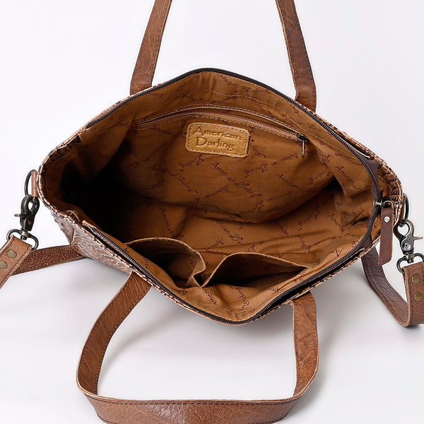 ADBG957 American Darling Exotic Embossed Leather Western Tote Bag with Adjustable Crossbody Strap