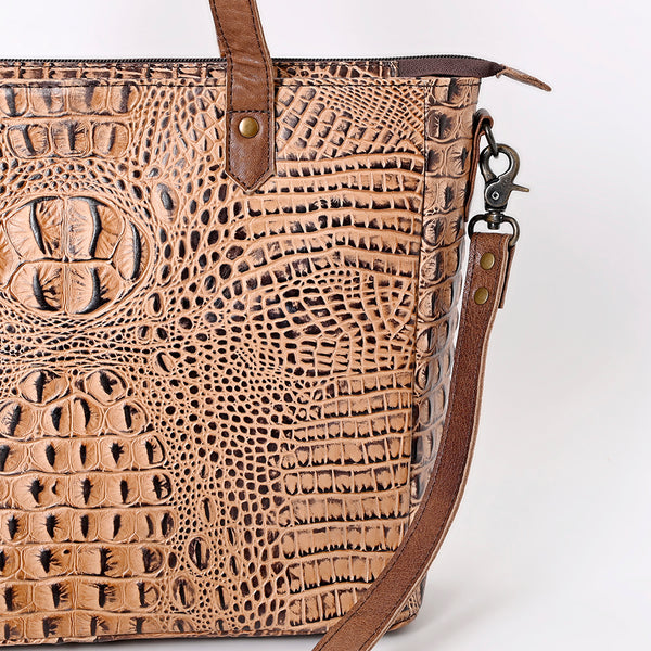 ADBG957 American Darling Exotic Embossed Leather Western Tote Bag with Adjustable Crossbody Strap