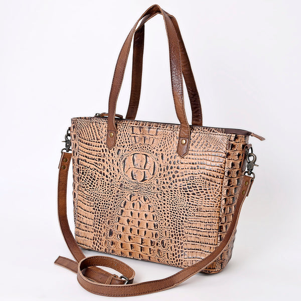 ADBG957 American Darling Exotic Embossed Leather Western Tote Bag with Adjustable Crossbody Strap