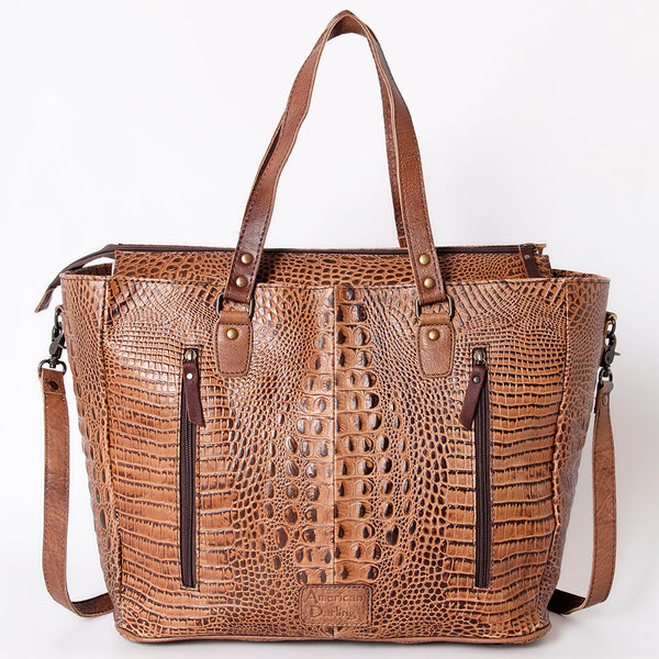 ADBG962 Crocodile Embossed Genuine Leather Western Tote Compact Handbag by American Darling