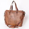 ADBG962 Crocodile Embossed Genuine Leather Western Tote Compact Handbag by American Darling