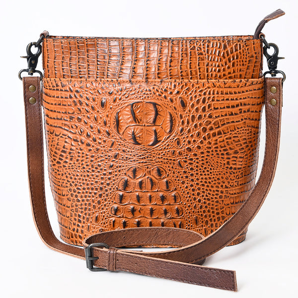 ADBG966 American Darling Crocodile Embossed Leather Western Bucket Crossbody Bag