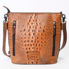 ADBG966 American Darling Crocodile Embossed Leather Western Bucket Crossbody Bag