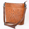 ADBG966 American Darling Crocodile Embossed Leather Western Bucket Crossbody Bag