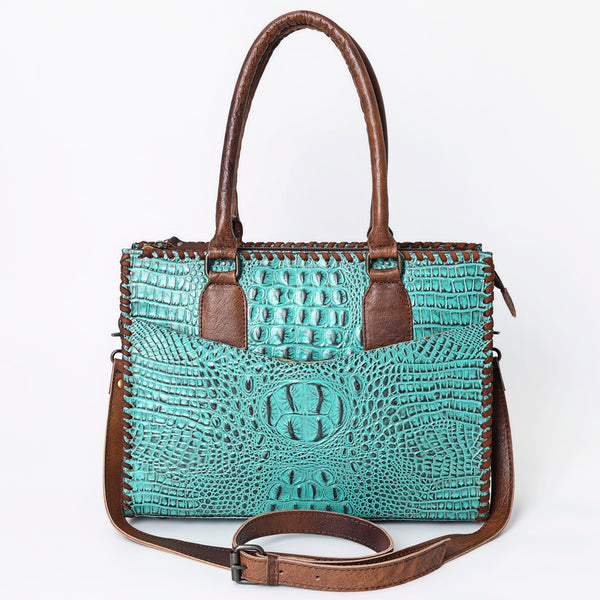 ADBG886 American Darling Crocodile Embossed Leather Tote Bag with Braided Detailing
