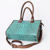 ADBG886 American Darling Crocodile Embossed Leather Tote Bag with Braided Detailing