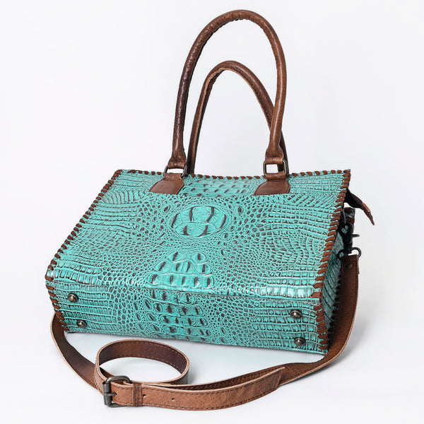 ADBG886 American Darling Crocodile Embossed Leather Tote Bag with Braided Detailing