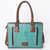 ADBG886 American Darling Crocodile Embossed Leather Tote Bag with Braided Detailing