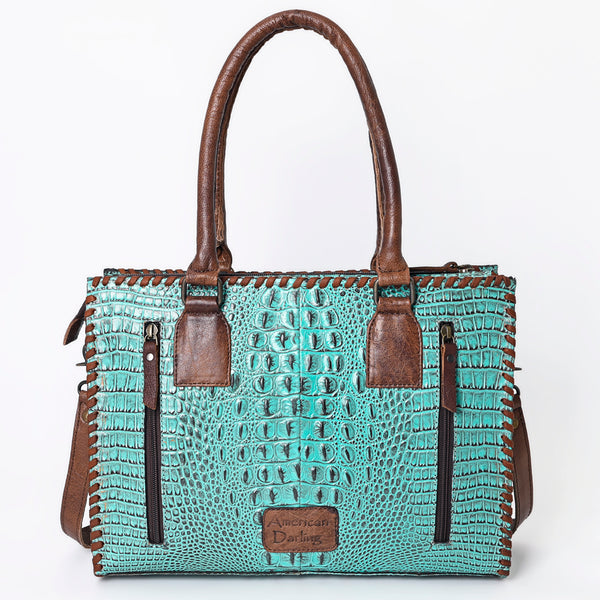 ADBG886 American Darling Crocodile Embossed Leather Tote Bag with Braided Detailing