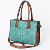 ADBG886 American Darling Crocodile Embossed Leather Tote Bag with Braided Detailing