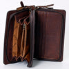 ADBG485 Western Hand Tooled Leather Floral Crossbody Organiser Bag