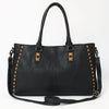 ADBGM127 Distressed Leather Tote Bag - Western Whipstitch Handbag with Crossbody Strap