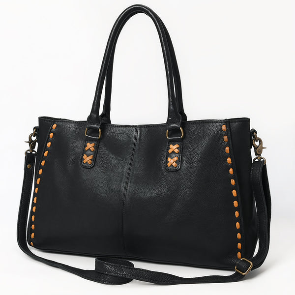 ADBGM127 Distressed Leather Tote Bag - Western Whipstitch Handbag with Crossbody Strap