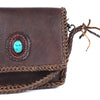 ADBGM261 Handcrafted Leather Crossbody Bag with Turquoise Concho & Braided Trim - Western Shoulder Purse