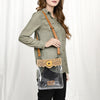 ADBGZ725 Clear Crossbody Bag with Sunflower Tooled Leather Flap - Western Stadium-Approved Purse