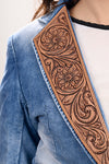 ADBZ702 American Darling Denim & Harness Leather Western Blazer Jacket