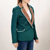 ADBZ704 American Darling Green Fabric & Harness Leather Western Blazer Jacket