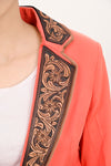 ADBZ706 American Darling Coral Fabric & Harness Leather Western Blazer Jacket