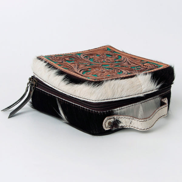 ADBGA311 American Darling Tooled Leather and Cowhide Floral Western Jewelry Case