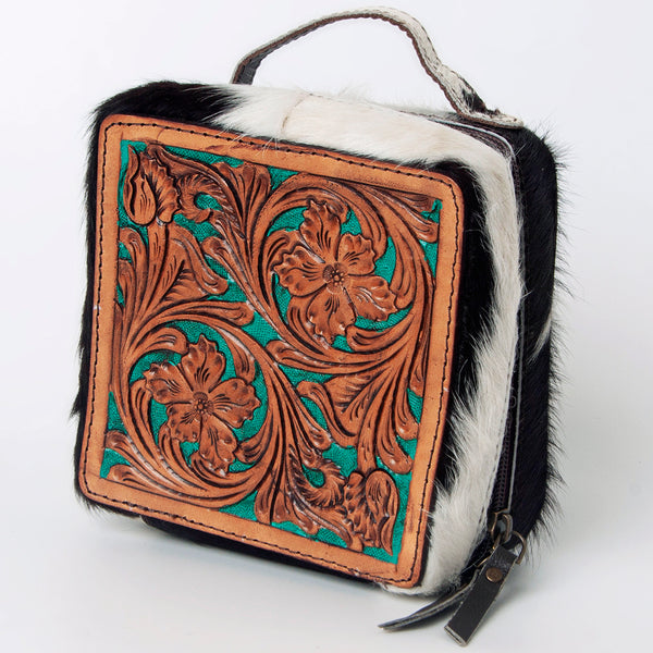 ADBGA311 American Darling Tooled Leather and Cowhide Floral Western Jewelry Case