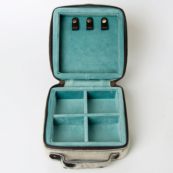 ADBGA311 American Darling Tooled Leather and Cowhide Floral Western Jewelry Case