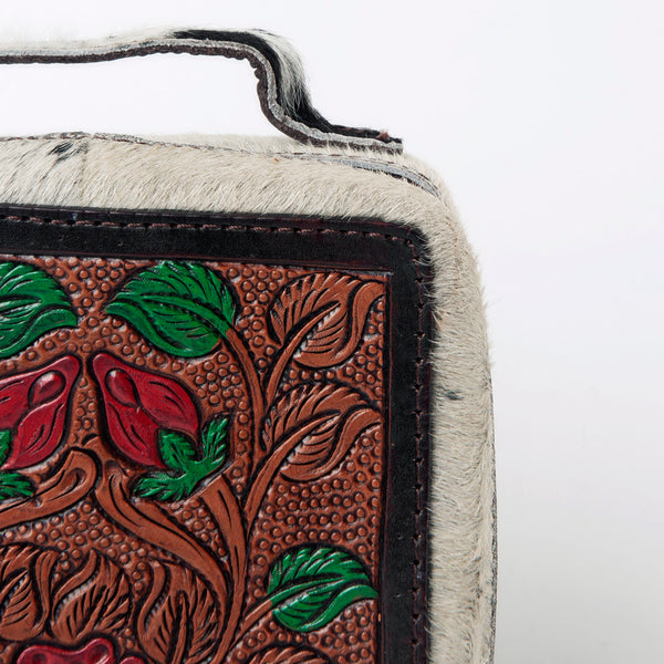 ADBGA311 American Darling Tooled Leather and Cowhide Floral Western Jewelry Case