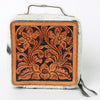 ADBGA311 American Darling Tooled Leather and Cowhide Floral Western Jewelry Case