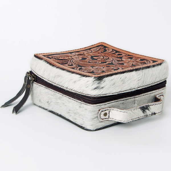 ADBGA311 American Darling Tooled Leather and Cowhide Floral Western Jewelry Case