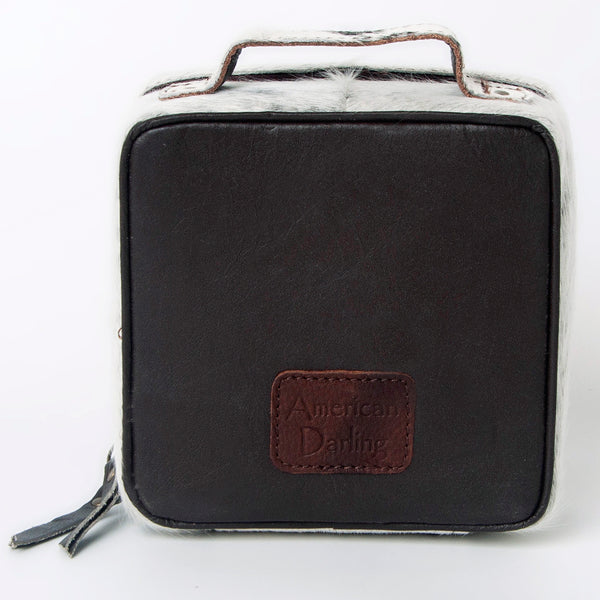 ADBGA311 American Darling Tooled Leather and Cowhide Floral Western Jewelry Case