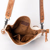 ADBG905 American Darling Southwestern Wool Blanket & Tooled Leather Crossbody Bag with Fringes