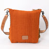 ADBG905 American Darling Southwestern Wool Blanket & Tooled Leather Crossbody Bag with Fringes