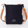 ADBG905 American Darling Southwestern Wool Blanket & Tooled Leather Crossbody Bag with Fringes