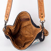 ADBG905 American Darling Southwestern Wool Blanket & Tooled Leather Crossbody Bag with Fringes