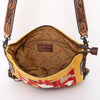 ADBG905 American Darling Southwestern Wool Blanket & Tooled Leather Crossbody Bag with Fringes