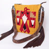 ADBG905 American Darling Southwestern Wool Blanket & Tooled Leather Crossbody Bag with Fringes