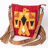 ADBG905 American Darling Southwestern Wool Blanket & Tooled Leather Crossbody Bag with Fringes