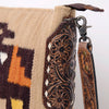ADBG905 American Darling Southwestern Wool Blanket & Tooled Leather Crossbody Bag with Fringes