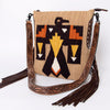 ADBG905 American Darling Southwestern Wool Blanket & Tooled Leather Crossbody Bag with Fringes
