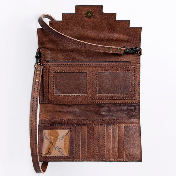 ADBG941 American Darling Handcrafted Wallet with Hand Tooled Floral Leather & Woven Saddle Blanket