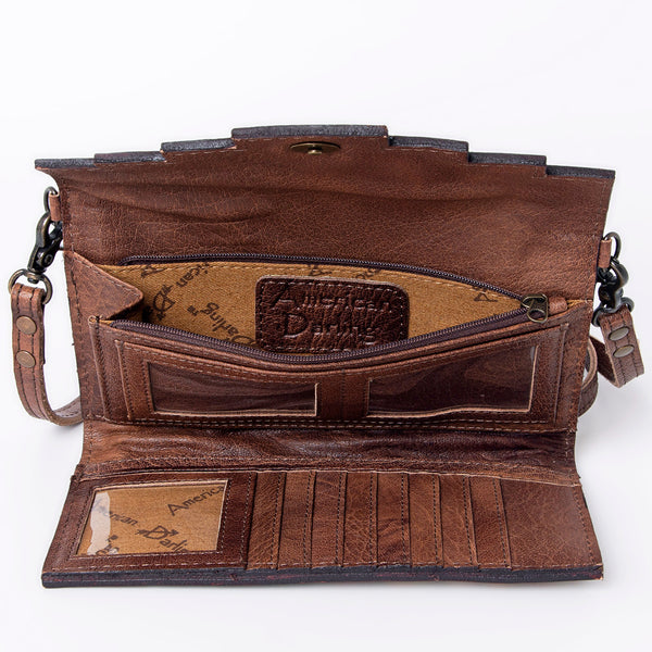 ADBG941 American Darling Handcrafted Wallet with Hand Tooled Floral Leather & Woven Saddle Blanket