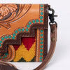 ADBG941 American Darling Handcrafted Wallet with Hand Tooled Floral Leather & Woven Saddle Blanket