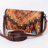 ADBG941 American Darling Handcrafted Wallet with Hand Tooled Floral Leather & Woven Saddle Blanket