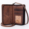 ADBG485 Western Hand Tooled Leather Floral Crossbody Organiser Bag