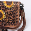 ADBG485 Western Hand Tooled Leather Floral Crossbody Organiser Bag